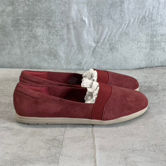 EASY SPIRIT Women's Wide Width Dark Red Leather Bounce Slip-On Flats SZ 8W - Picture 3 of 7